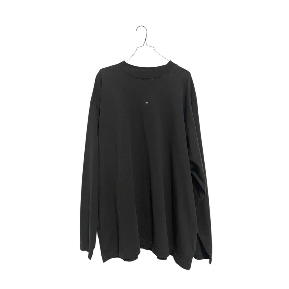 Yeezy Gap Balenciaga Logo Long Sleeve Black T Shirt Size Large Oversized Boxy